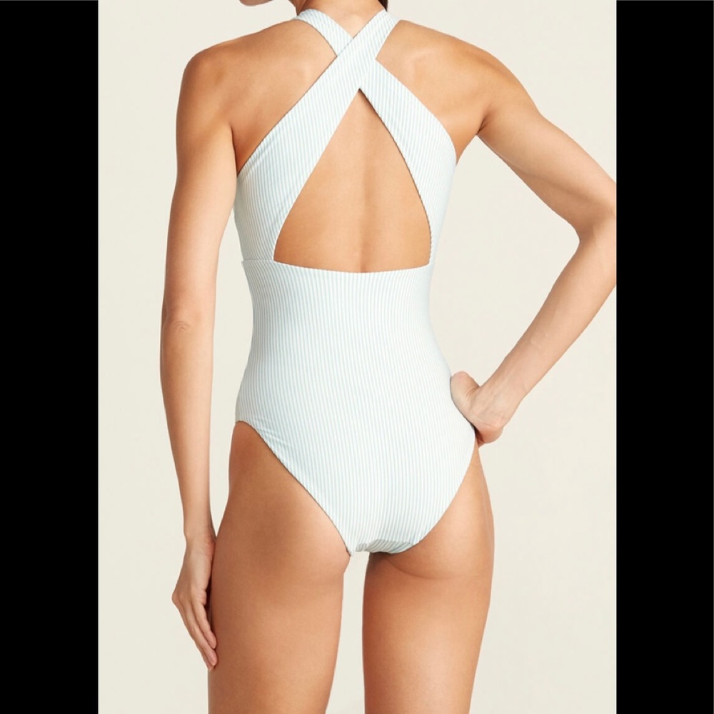 Onia Nicole Seersucker Blue Swim FREE SHIPPING - Picture 2 of 6